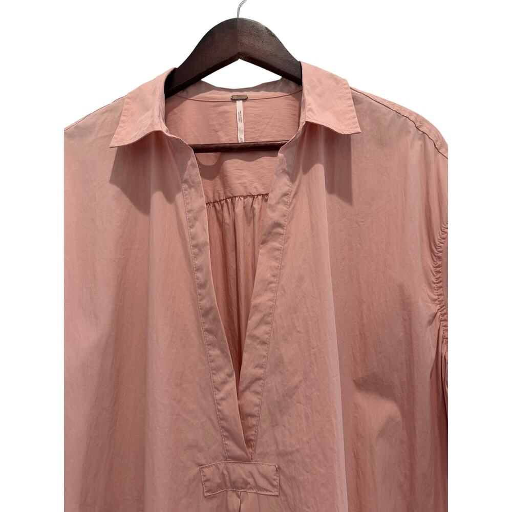 Free People Eva Plunging Shirt Dress Oversized Relaxed Size M Preppy - Picture 4 of 15